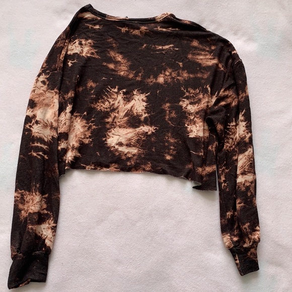 Windsor Women’s Black/Orange Tie Dye Long Sleeve Casual Crop Top Sz M - Picture 6 of 8